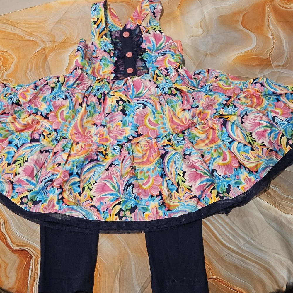 Ric Rac & Ruffles Girls Size 10 Floral Tunic Leggings Outfit Set NWT